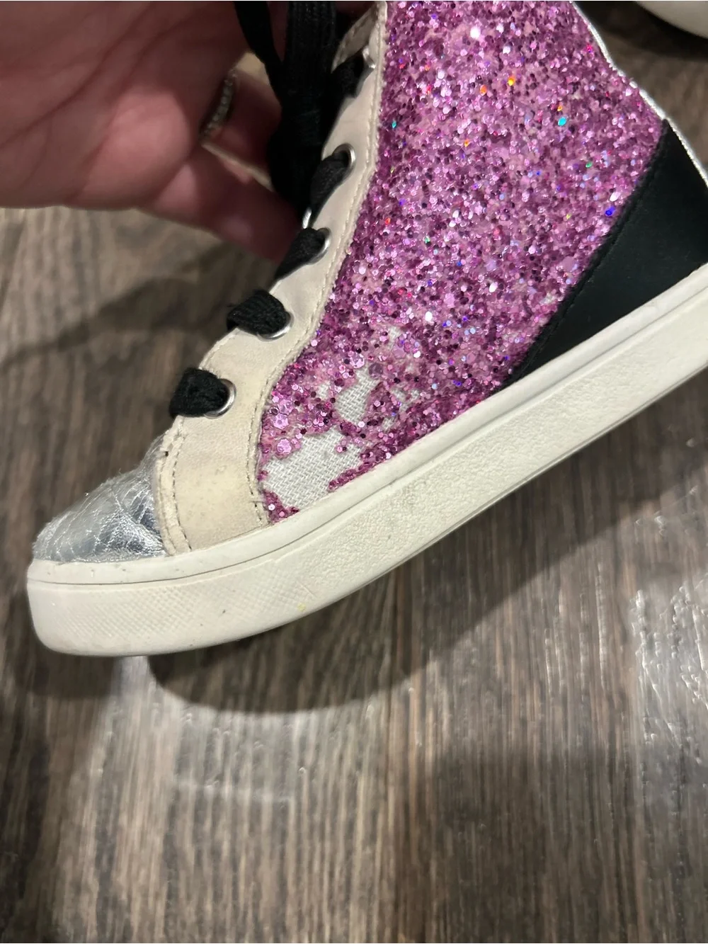Nina Kids Glitter High-Top Zipper Sneakers- size Toddler 9